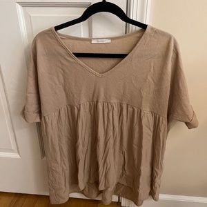 Tan Flowy Top